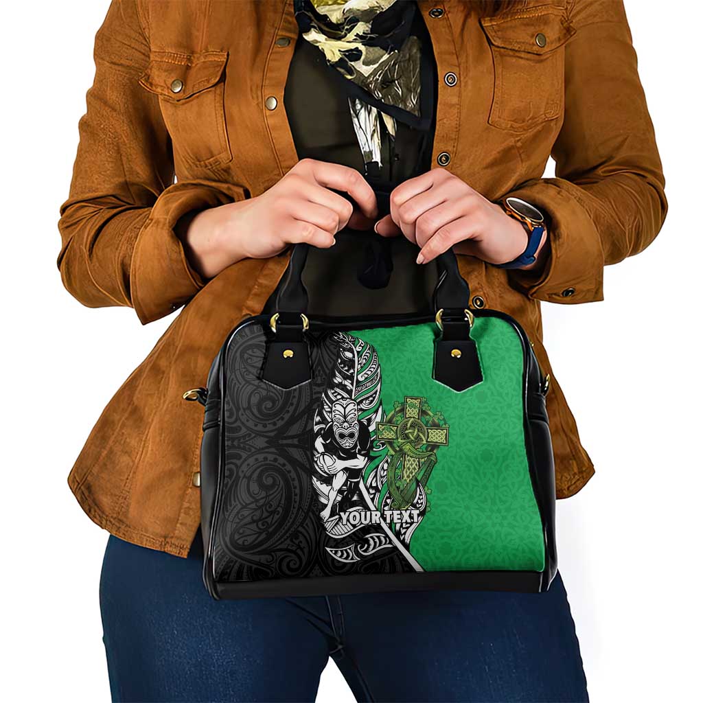 New Zealand and Ireland Rugby Custom Shoulder Handbag Maori Tiki Fern Irish Celtic Cross LT14 - Polynesian Pride