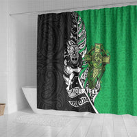 New Zealand and Ireland Rugby Custom Shower Curtain Maori Tiki Fern Irish Celtic Cross LT14 - Polynesian Pride