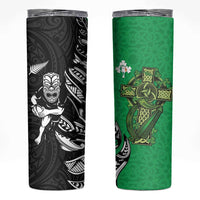 New Zealand and Ireland Rugby Skinny Tumbler Maori Tiki Fern Irish Celtic Cross LT14 Green - Polynesian Pride