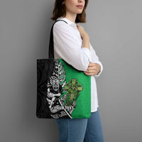 New Zealand and Ireland Rugby Custom Tote Bag Maori Tiki Fern Irish Celtic Cross LT14 - Polynesian Pride