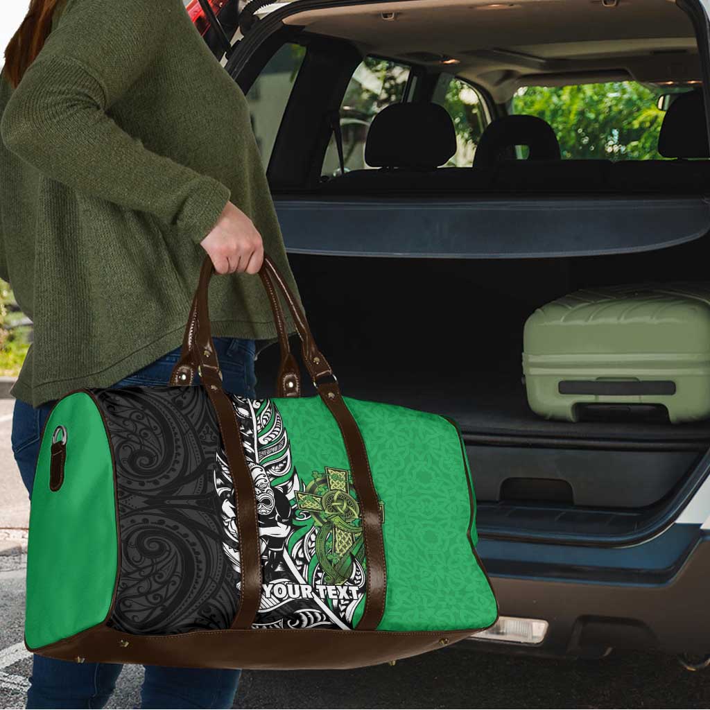New Zealand and Ireland Rugby Custom Travel Bag Maori Tiki Fern Irish Celtic Cross LT14 - Polynesian Pride