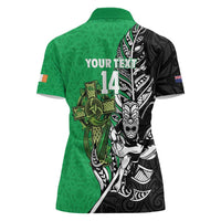 New Zealand and Ireland Rugby Custom Women Polo Shirt Maori Tiki Fern Irish Celtic Cross LT14 - Polynesian Pride