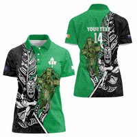 New Zealand and Ireland Rugby Custom Women Polo Shirt Maori Tiki Fern Irish Celtic Cross LT14 - Polynesian Pride