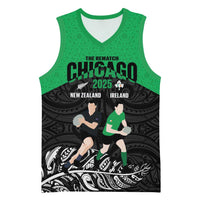New Zealand and Ireland Rugby Custom Basketball Jersey Chicago 2025 Go All Black Shamrocks LT14 Unisex Black - Polynesian Pride