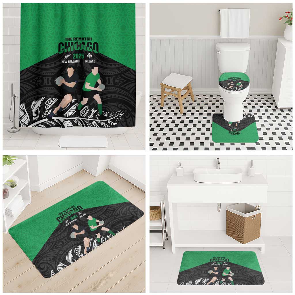 New Zealand and Ireland Rugby Bathroom Set Chicago 2025 Go All Black Shamrocks - Polynesian Pride