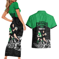 New Zealand and Ireland Rugby Custom Couples Matching Short Sleeve Bodycon Dress and Hawaiian Shirt Chicago 2025 Go All Black Shamrocks LT14 - Polynesian Pride