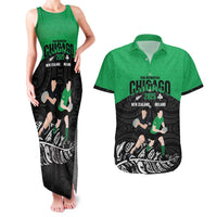 New Zealand and Ireland Rugby Custom Couples Matching Tank Maxi Dress and Hawaiian Shirt Chicago 2025 Go All Black Shamrocks LT14 Black - Polynesian Pride