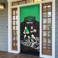 New Zealand and Ireland Rugby Custom Door Cover Chicago 2025 Go All Black Shamrocks LT14 - Polynesian Pride