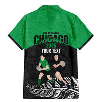 New Zealand and Ireland Rugby Custom Family Matching Mermaid Dress and Hawaiian Shirt Chicago 2025 Go All Black Shamrocks LT14 - Polynesian Pride