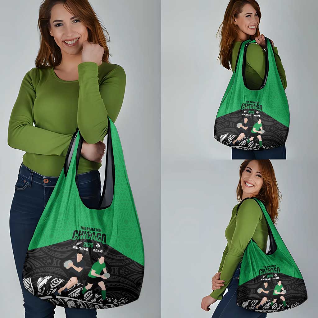 New Zealand and Ireland Rugby Grocery Bag Chicago 2025 Go All Black Shamrocks - Polynesian Pride