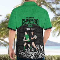 New Zealand and Ireland Rugby Custom Hawaiian Shirt Chicago 2025 Go All Black Shamrocks LT14 - Polynesian Pride