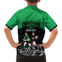 New Zealand and Ireland Rugby Custom Kid Hawaiian Shirt Chicago 2025 Go All Black Shamrocks LT14 - Polynesian Pride