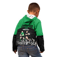 New Zealand and Ireland Rugby Custom Kid Hoodie Chicago 2025 Go All Black Shamrocks LT14 - Polynesian Pride