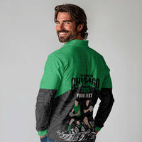 New Zealand and Ireland Rugby Custom Long Sleeve Polo Shirt Chicago 2025 Go All Black Shamrocks LT14 - Polynesian Pride