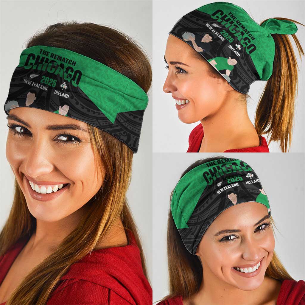 New Zealand and Ireland Rugby Neck Gaiter Chicago 2025 Go All Black Shamrocks - Polynesian Pride