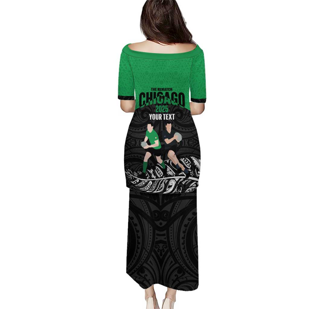 New Zealand and Ireland Rugby Custom Puletasi Chicago 2025 Go All Black Shamrocks - Polynesian Pride