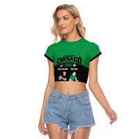 New Zealand and Ireland Rugby Custom Raglan Cropped T Shirt Chicago 2025 Go All Black Shamrocks LT14 Female Black - Polynesian Pride