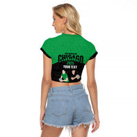 New Zealand and Ireland Rugby Custom Raglan Cropped T Shirt Chicago 2025 Go All Black Shamrocks LT14 - Polynesian Pride