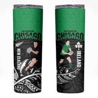 New Zealand and Ireland Rugby Skinny Tumbler Chicago 2025 Go All Black Shamrocks LT14 Black - Polynesian Pride
