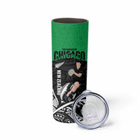 New Zealand and Ireland Rugby Skinny Tumbler Chicago 2025 Go All Black Shamrocks LT14 - Polynesian Pride