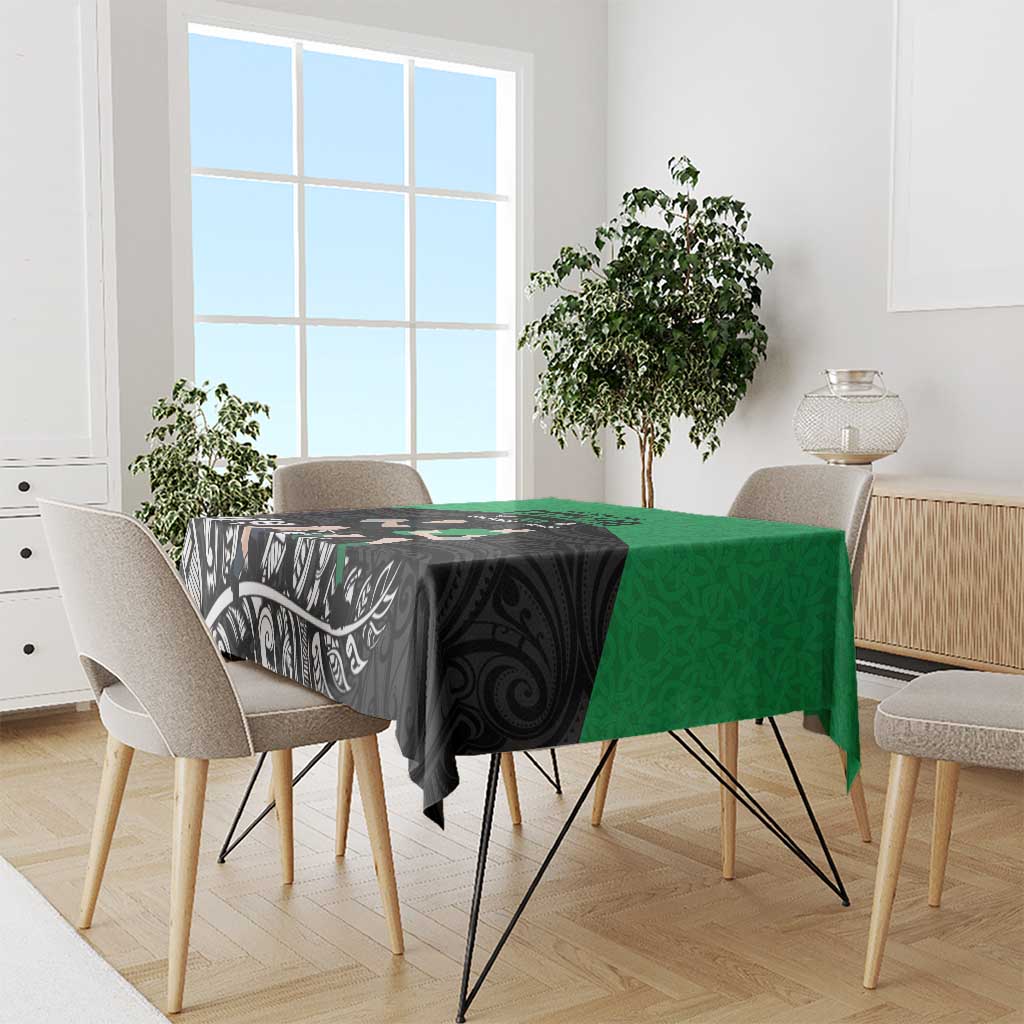 New Zealand and Ireland Rugby Tablecloth Chicago 2025 Go All Black Shamrocks - Polynesian Pride