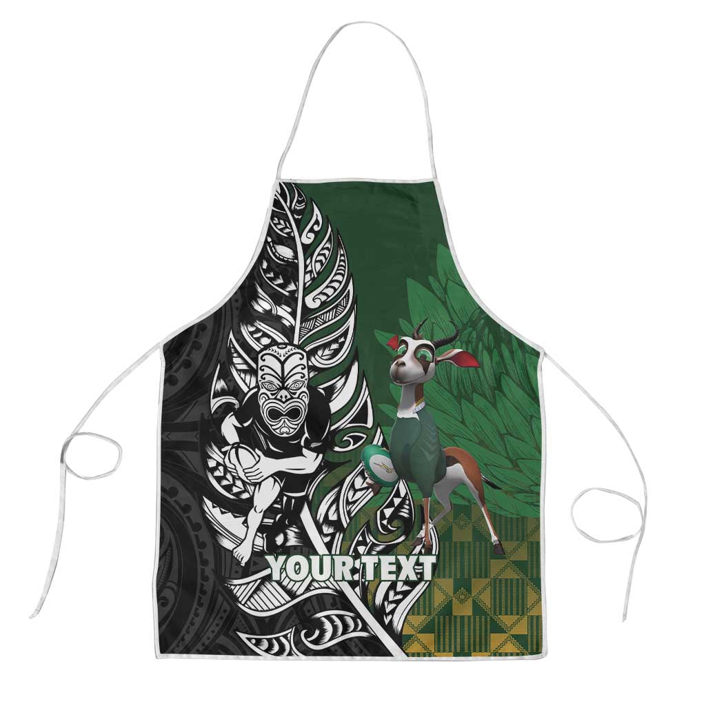 New Zealand and South Africa Rugby Custom Apron Maori Tiki Fern Springboks Kente Pattern - Polynesian Pride