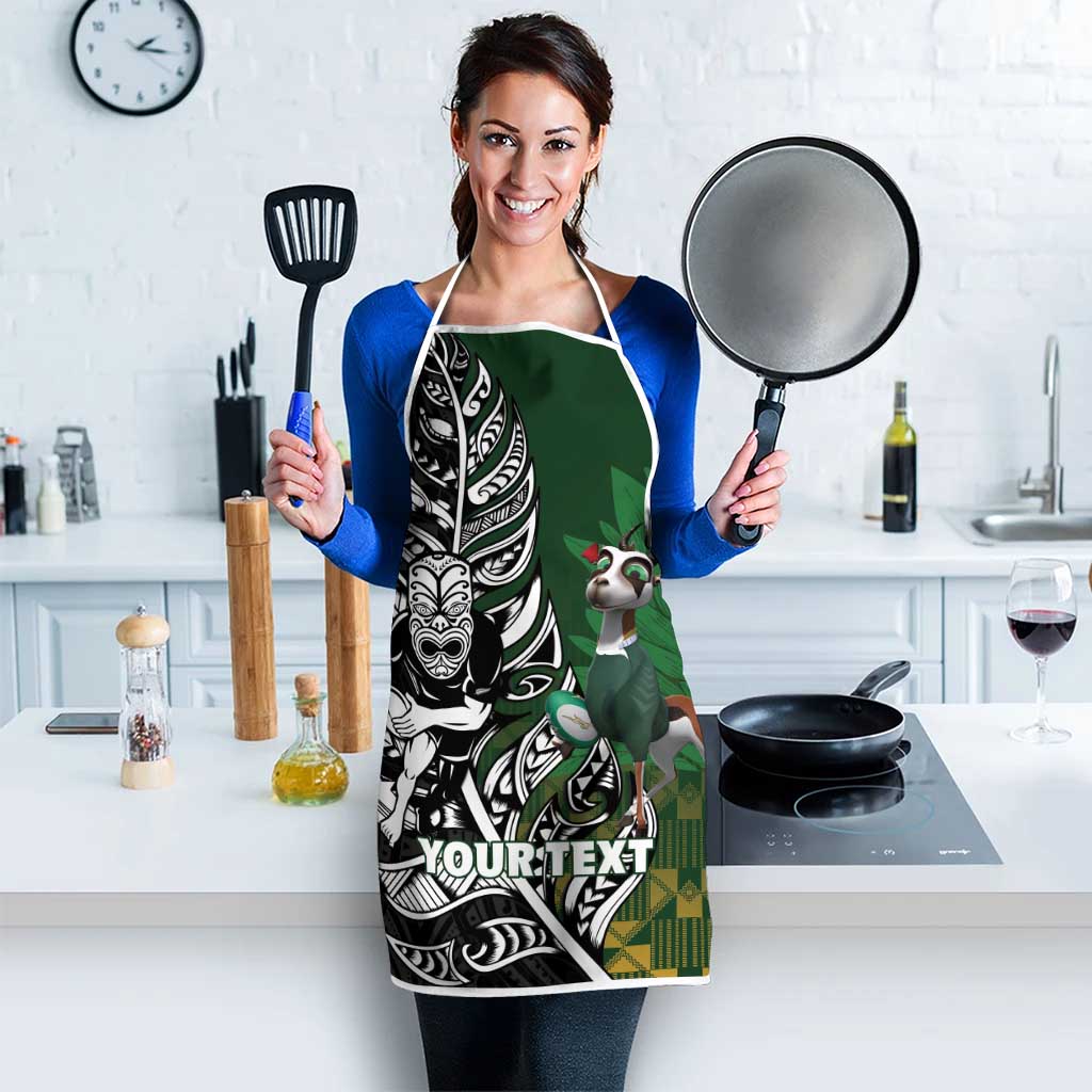 New Zealand and South Africa Rugby Custom Apron Maori Tiki Fern Springboks Kente Pattern - Polynesian Pride