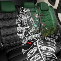 New Zealand and South Africa Rugby Custom Back Car Seat Cover Maori Tiki Fern Springboks Kente Pattern - Polynesian Pride