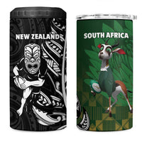 New Zealand and South Africa Rugby 4 in 1 Can Cooler Tumbler Maori Tiki Fern Springboks Kente Pattern LT14 One Size: 16 oz Green - Polynesian Pride