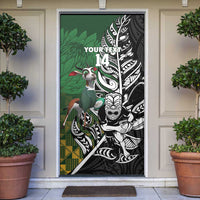 New Zealand and South Africa Rugby Custom Door Cover Maori Tiki Fern Springboks Kente Pattern LT14 Green - Polynesian Pride