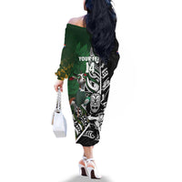 New Zealand and South Africa Rugby Custom Family Matching Off The Shoulder Long Sleeve Dress and Hawaiian Shirt Maori Tiki Fern Springboks Kente Pattern LT14 - Polynesian Pride