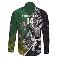 New Zealand and South Africa Rugby Custom Family Matching Off Shoulder Short Dress and Hawaiian Shirt Maori Tiki Fern Springboks Kente Pattern LT14 - Polynesian Pride