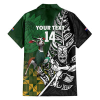 New Zealand and South Africa Rugby Custom Hawaiian Shirt Maori Tiki Fern Springboks Kente Pattern LT14 - Polynesian Pride