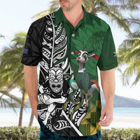 New Zealand and South Africa Rugby Custom Hawaiian Shirt Maori Tiki Fern Springboks Kente Pattern LT14 - Polynesian Pride
