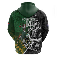 New Zealand and South Africa Rugby Custom Hoodie Maori Tiki Fern Springboks Kente Pattern LT14 - Polynesian Pride