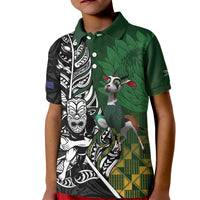 New Zealand and South Africa Rugby Custom Kid Polo Shirt Maori Tiki Fern Springboks Kente Pattern LT14 Kid Green - Polynesian Pride