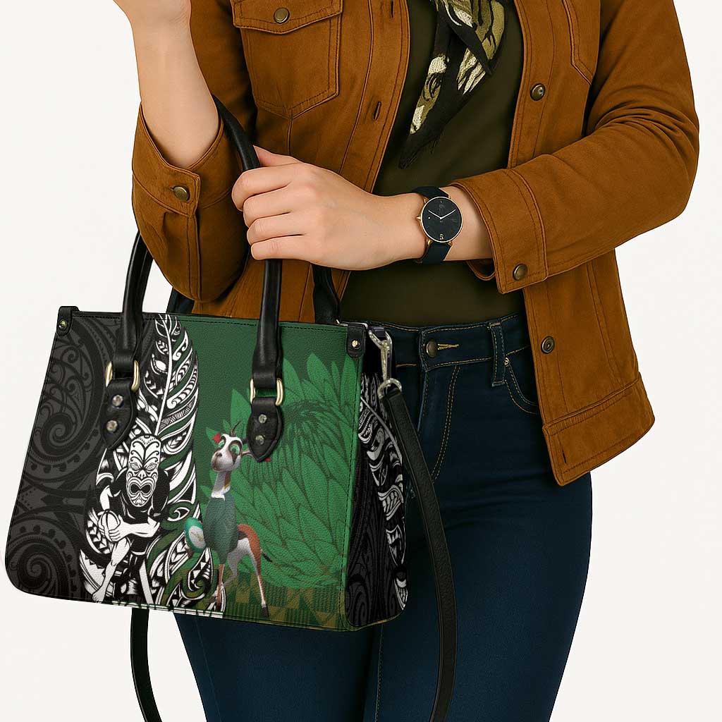 New Zealand and South Africa Rugby Custom Leather Bag Maori Tiki Fern Springboks Kente Pattern - Polynesian Pride