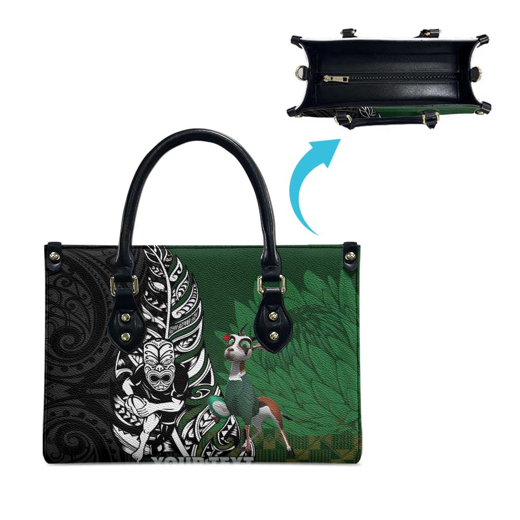 New Zealand and South Africa Rugby Custom Leather Bag Maori Tiki Fern Springboks Kente Pattern - Polynesian Pride