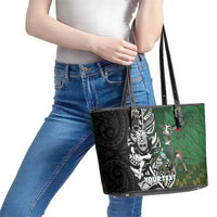 New Zealand and South Africa Rugby Custom Leather Tote Bag Maori Tiki Fern Springboks Kente Pattern LT14 - Polynesian Pride