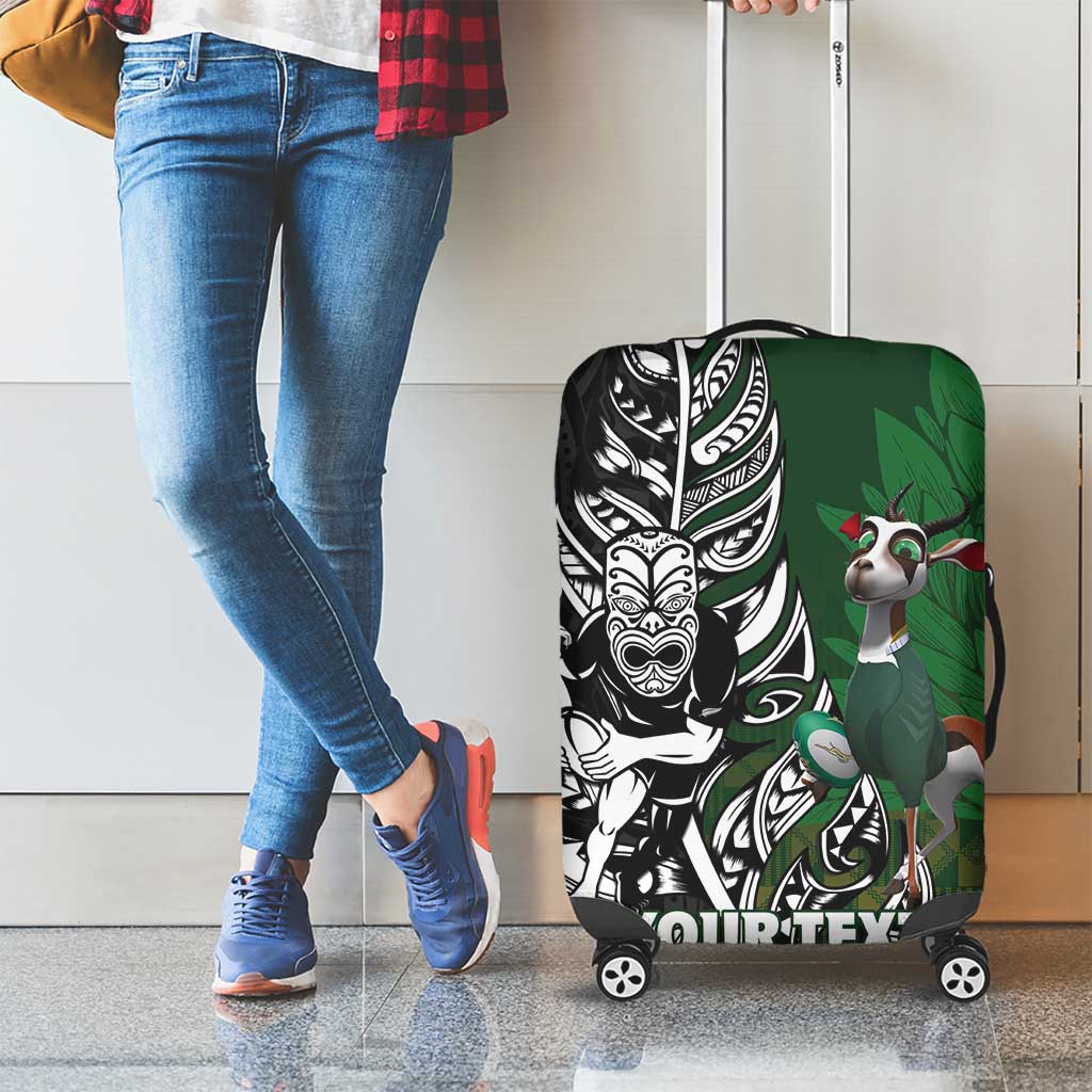 New Zealand and South Africa Rugby Custom Luggage Cover Maori Tiki Fern Springboks Kente Pattern LT14 - Polynesian Pride
