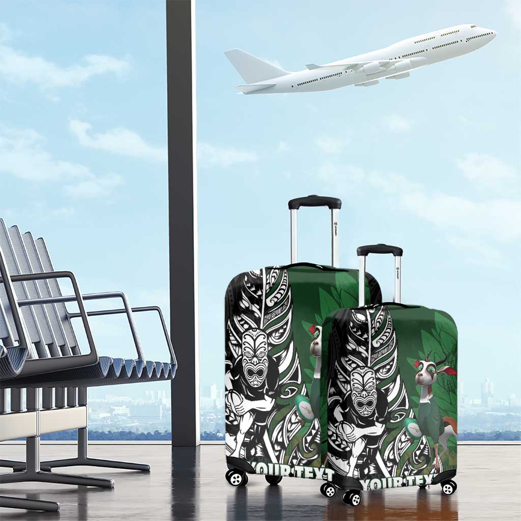 New Zealand and South Africa Rugby Custom Luggage Cover Maori Tiki Fern Springboks Kente Pattern LT14 - Polynesian Pride