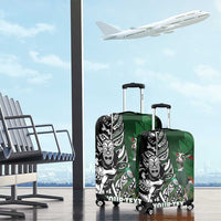 New Zealand and South Africa Rugby Custom Luggage Cover Maori Tiki Fern Springboks Kente Pattern LT14 - Polynesian Pride