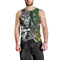 New Zealand and South Africa Rugby Custom Men Tank Top Maori Tiki Fern Springboks Kente Pattern LT14 - Polynesian Pride