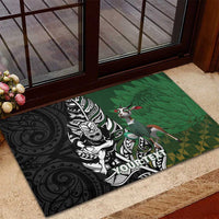 New Zealand and South Africa Rugby Custom Rubber Doormat Maori Tiki Fern Springboks Kente Pattern - Polynesian Pride