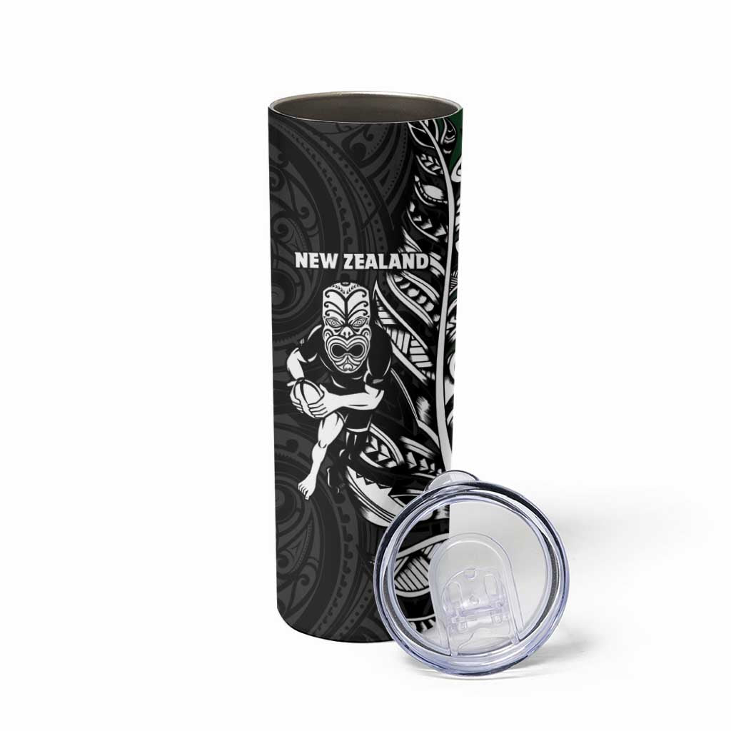 New Zealand and South Africa Rugby Skinny Tumbler Maori Tiki Fern Springboks Kente Pattern LT14 - Polynesian Pride