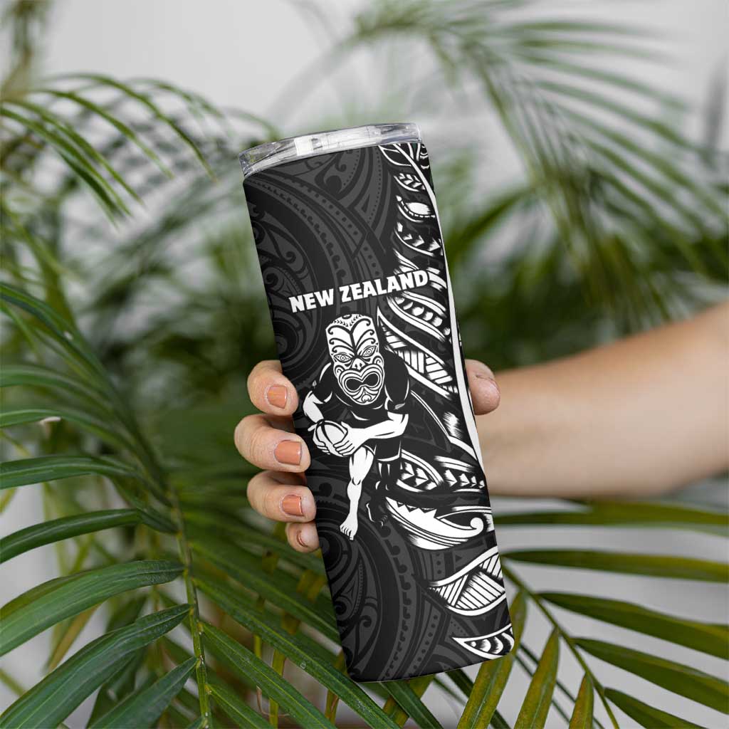 New Zealand and South Africa Rugby Skinny Tumbler Maori Tiki Fern Springboks Kente Pattern LT14 - Polynesian Pride