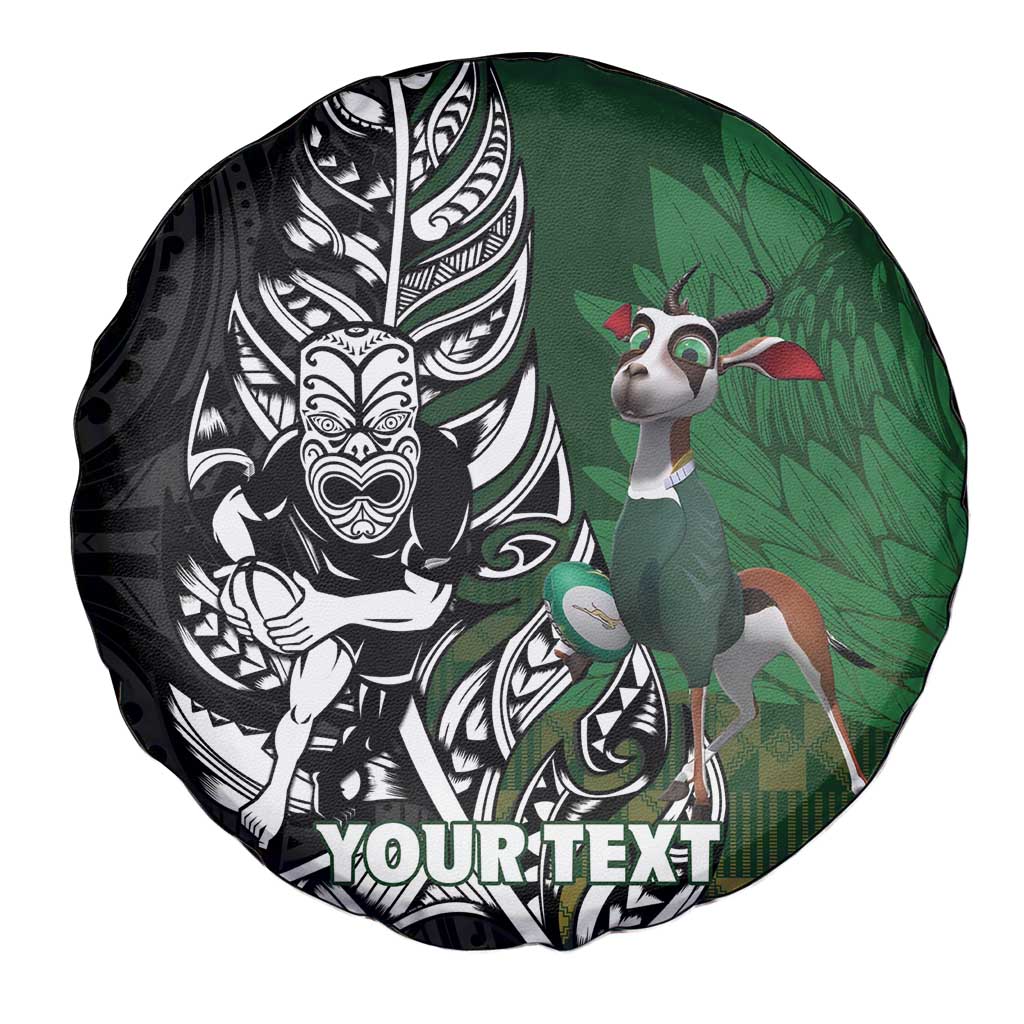 New Zealand and South Africa Rugby Custom Spare Tire Cover Maori Tiki Fern Springboks Kente Pattern LT14 - Polynesian Pride