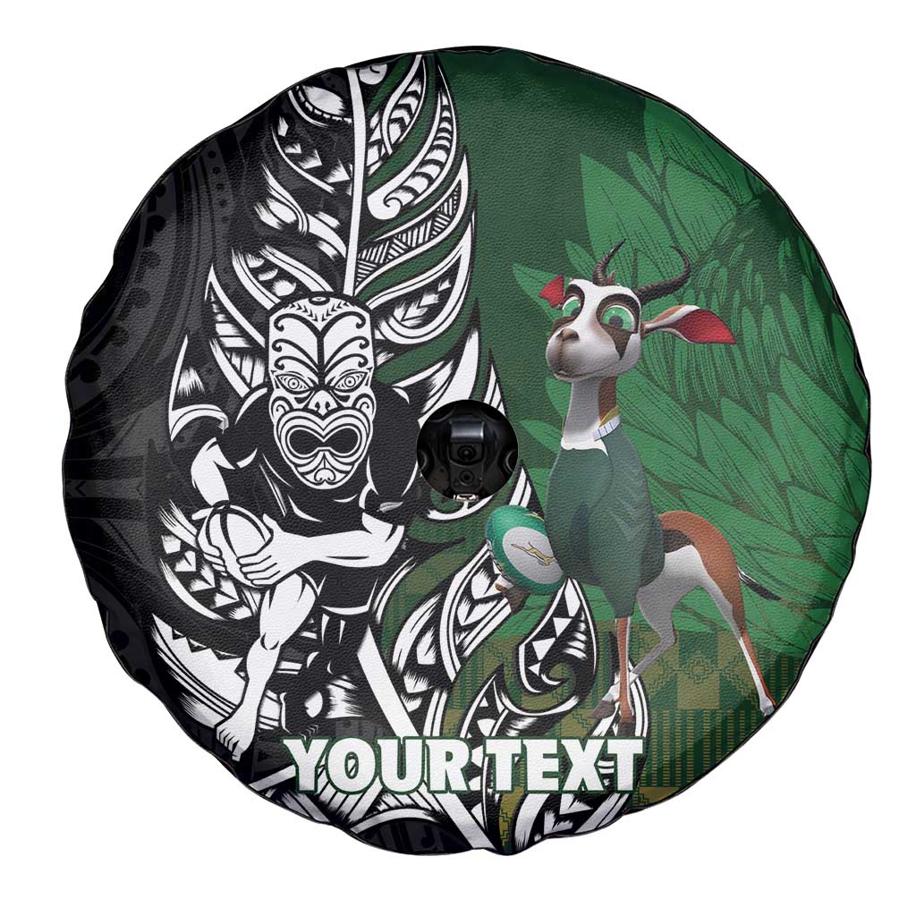 New Zealand and South Africa Rugby Custom Spare Tire Cover Maori Tiki Fern Springboks Kente Pattern LT14 - Polynesian Pride