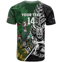 New Zealand and South Africa Rugby Custom T Shirt Maori Tiki Fern Springboks Kente Pattern LT14 - Polynesian Pride