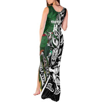 New Zealand and South Africa Rugby Custom Tank Maxi Dress Maori Tiki Fern Springboks Kente Pattern LT14 - Polynesian Pride